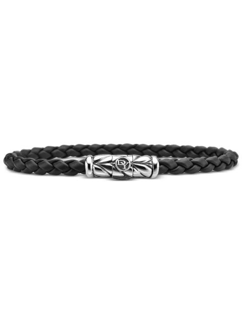 DAVID YURMAN Men's Chevron Woven Rubber Bracelet in Black, 6mm