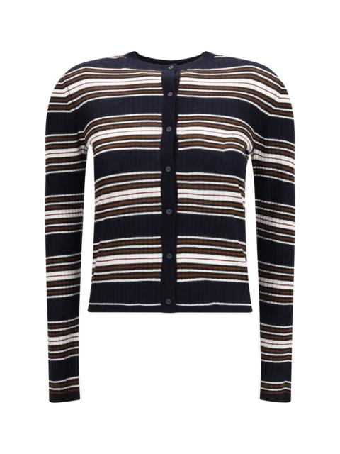 Max Mara Studio Max Mara Studio Striped Silk Wool Cardigan Blue Multicolor