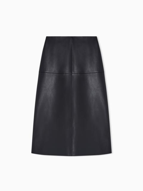 EMPORIO ARMANI VEGETABLE TANNED LAMBSKIN MIDI SKIRT ASV