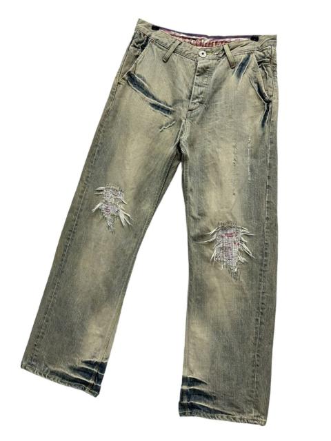 Other Designers Vintage - DOPE💥COCOLULU Distressed Greenish Blue Light Wash Sun Faded
