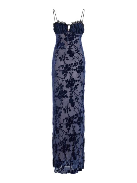 RODARTE Exclusive Floral Devoré Slip Dress blue