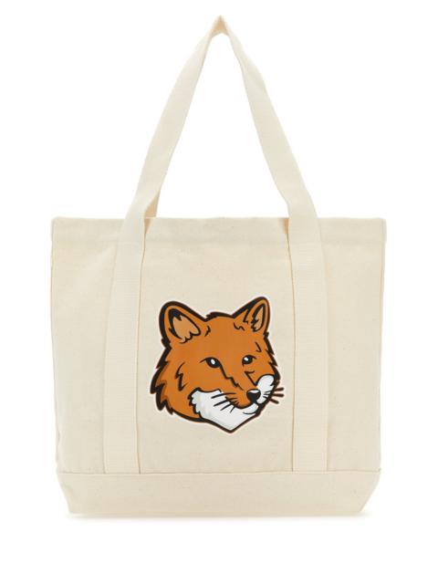 Maison Kitsuné Ivory canvas Fox Head shopping bag