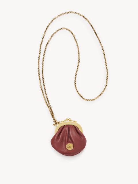 Chloé MICRO HORSE MEDAL COIN PURSE NECKLACE IN GRAINED LEATHER