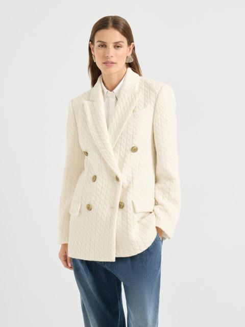 Brunello Cucinelli Cashmere cable knit blazer with monili