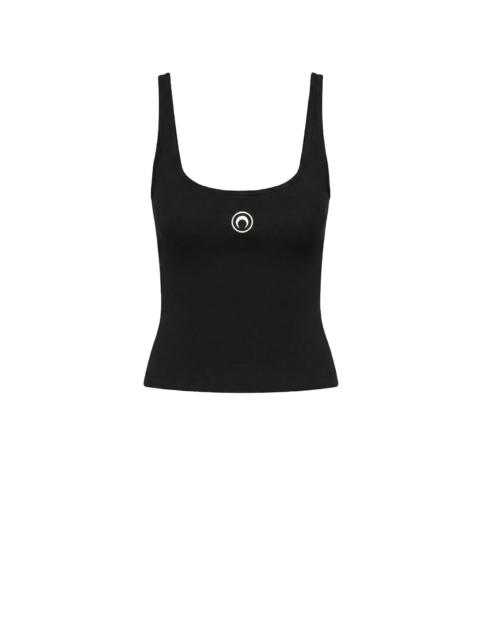 Marine Serre MOON LOGO RIBBED JERSEY CROPPED TANK TOP