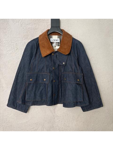 Loewe Loewe corduroy collar patchwork logo denim jacket