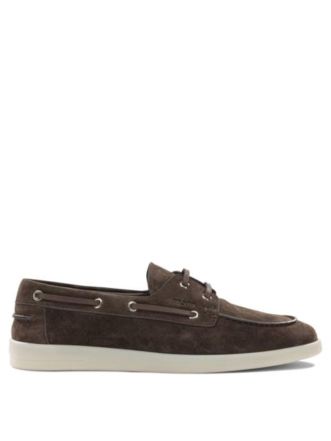 Prada Prada Lace Up Loafers Brown Leather Men