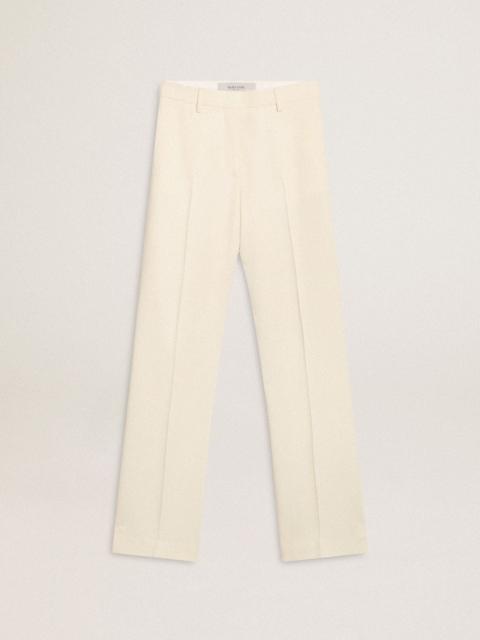 Golden Goose Women's loose pants in worn-white tailored fabric