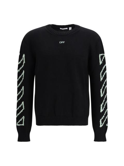 Off-White Off-white Diagonal Arrow Fuzzy Sweater Black