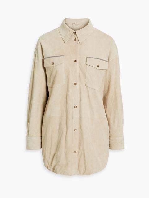 Brunello Cucinelli Bead-embellished suede shirt jacket