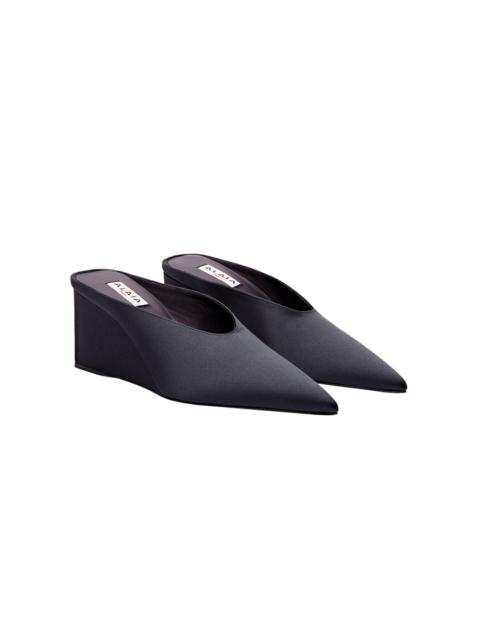 Alaïa Cube Satin Wedge Mules 75 black