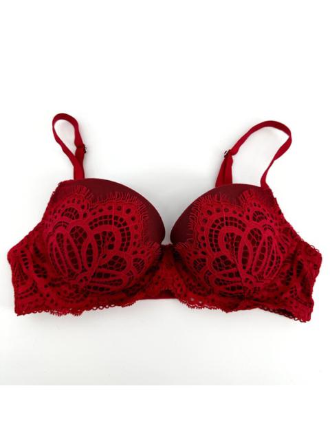Victoria's Secret Dream Angels Lined Demi Bra Floral Lace Underwired Red 32C