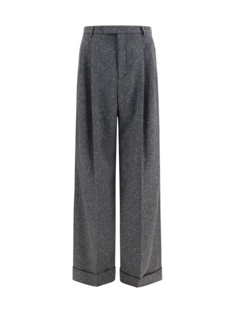Valentino Valentino Tailored Wool and Silk-blend Pants Grey Multicolor