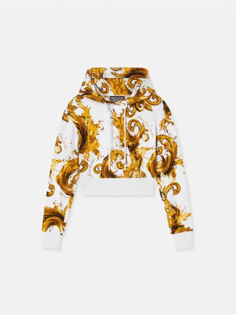 VERSACE JEANS COUTURE Printed Cotton-Jersey Crop Hoodie