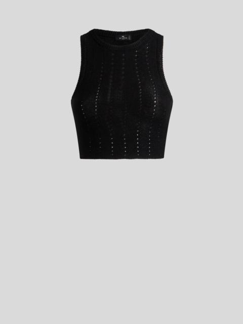 Etro KNIT CROP TOP WITH PUNCHED DETAIL