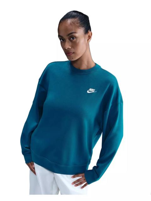 Nike Women's Sportswear Club Fleece Loose Crew-Neck Sweatshirt -Turquoise