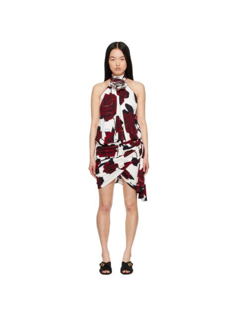 Balmain White & Red Floral Minidress