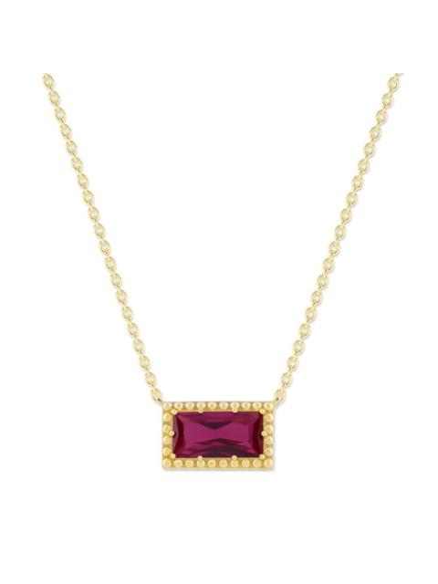 Other Designers DiamondMuse Belacqua Siam Ruby July Birthstone Baguette Pendant Necklace in 14K Gold Plated Sterling