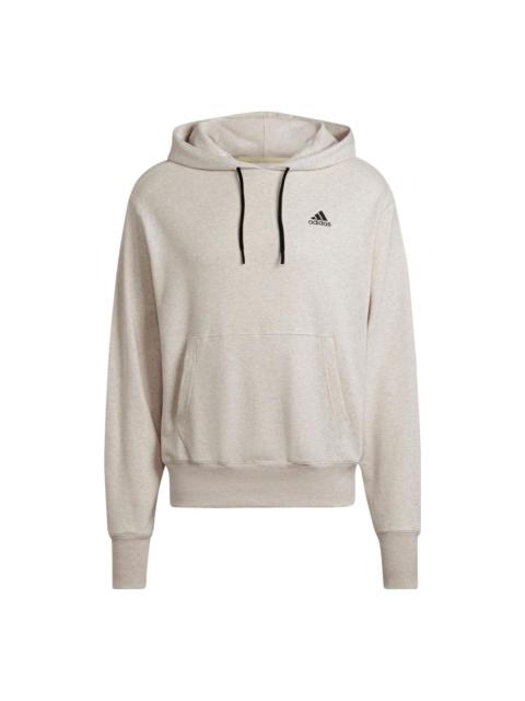 adidas Men's adidas Botandye Logo Micro Mark Solid Color Hooded Casual Pullover Gray H65782