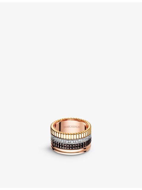 Boucheron Quatre Classique 18ct yellow-gold, white-gold, pink-gold and 0.49ct diamond ring