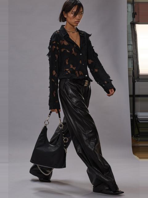 R13 PLEATED WIDE LEG LEATHER PANT