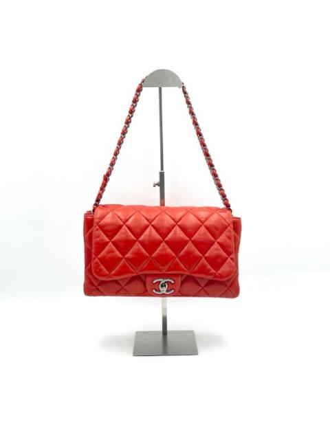 CHANEL Chanel No. 13 red-orange lambskin double chain bag
