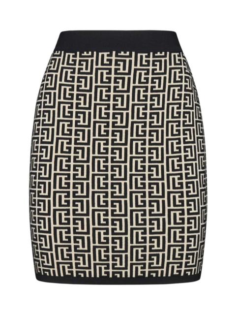 Balmain Monogram Jacquard Knit Skirt