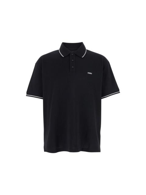 AMIRI Black Polo Shirt With Classic Collar And Logo Lettering Embroidery On The Front In Cotton Man
