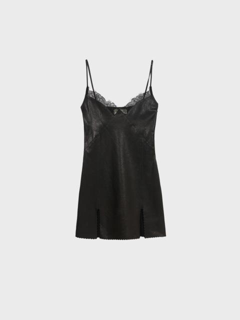 Blumarine SLIP DRESS IN LEATHER WITH LACE