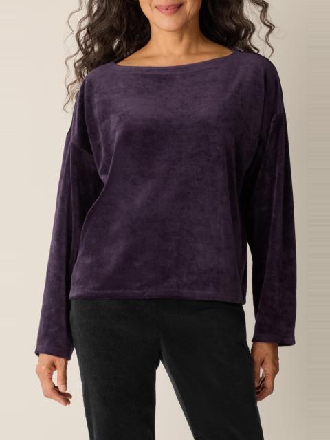 EILEEN FISHER Eileen Fisher Boxy Velvet Top in Aubergine at Nordstrom