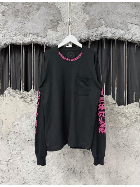 Chrome Hearts Chrome Hearts Hot Pink/Black Neck Logo Long Sleeve Shirt