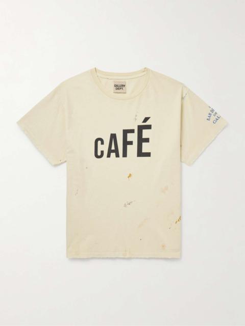 Paint-Splattered Distressed Printed Cotton-Jersey T-Shirt