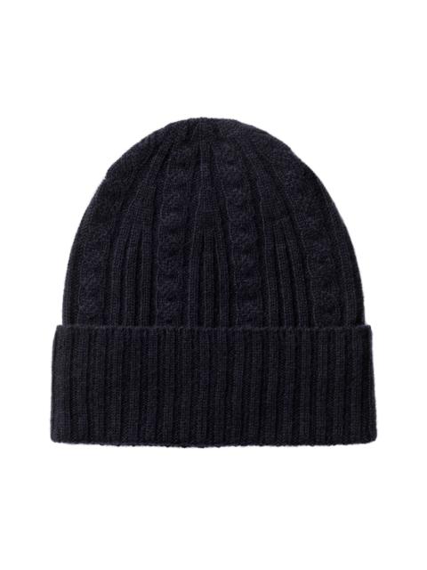 Johnstons of Elgin Cable & Rib Navy Cashmere Beanie