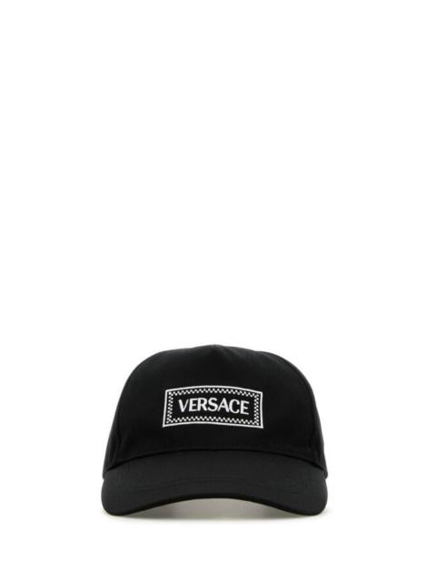 Versace Men Black Cotton Baseball Cap