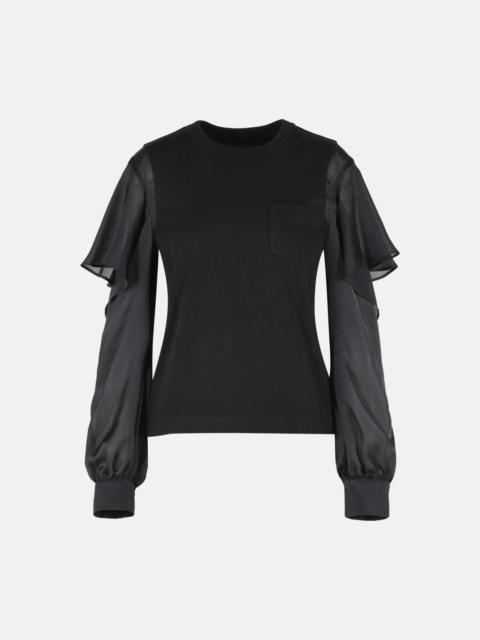 sacai BLACK COTTON T-SHIRT