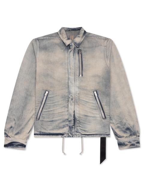Rick Owens DRKSHDW CONCEALED ZIPFRONT DENIM JACKET - MINERAL PEARL