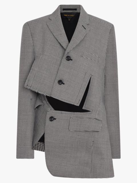 Comme Des Garçons ASYMMETRIC DECONSTRUCT HOUNDSTOOTH JACKET | BLACK/ ECRU