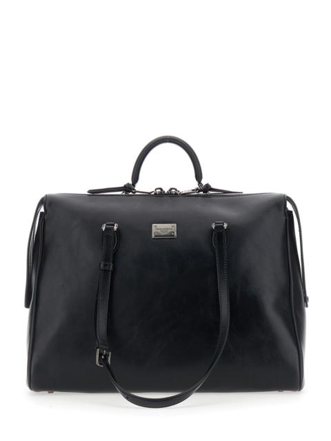 Dolce & Gabbana Dolce & Gabbana Men 'Vittoria' Black Shoulder Bag With Two Shoulder Straps And Logo Plaque On The Fr