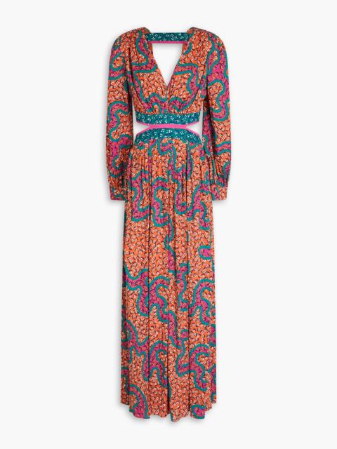 DIANE VON FURSTENBERG Jenifer cutout printed mousseline maxi dress