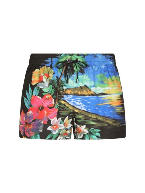 Dolce & Gabbana Hawaiian print swim shorts