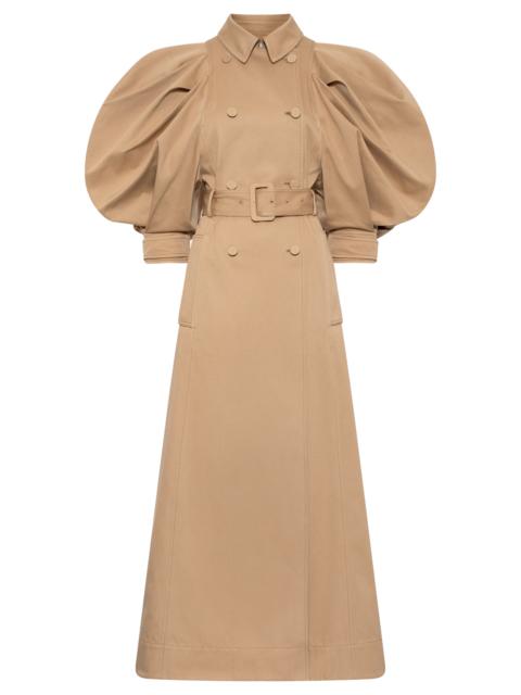GABRIELA HEARST Aeon Puff Sleeve Trench Coat in Camel Sea Island Cotton Twill