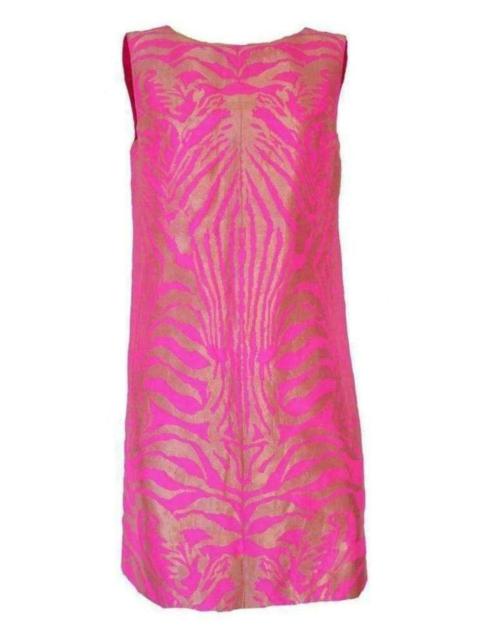 Other Designers Gold Tiger Print Open Back Silk Dress