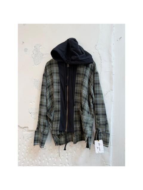 Greg Lauren Greg Lauren SAMPLE Green Plaid Hoodie Front Jacket