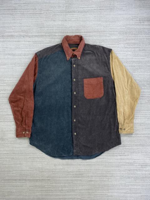 Other Designers Boston Traders × Vintage - Vintage Boston Traders Colour Block Corduroy Button Up Shirt