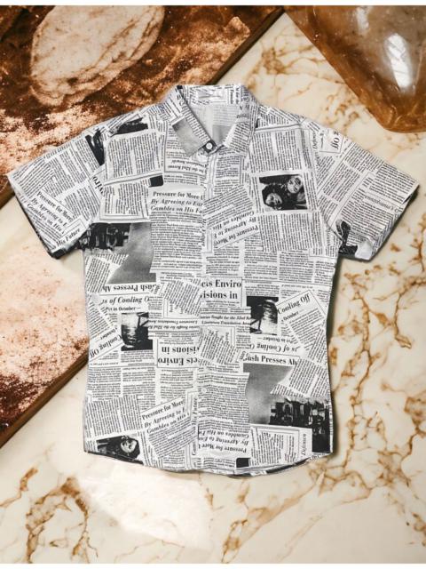 Japan Button Up Art of Newspaper Print Bulletin Human State