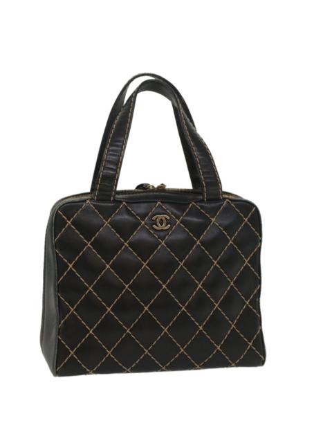 CHANEL CHANEL Wild Stitch Hand Bag Leather Black CC