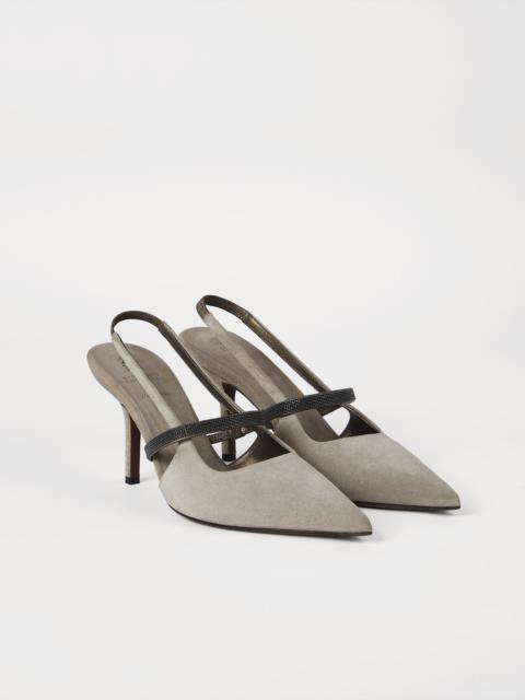 Brunello Cucinelli Suede heels with precious strap