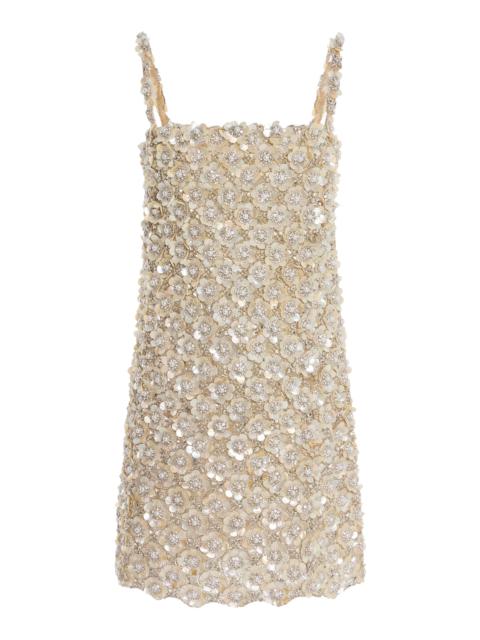 Oscar de la Renta Mother Of Pearl-Embellished Mini Dress silver