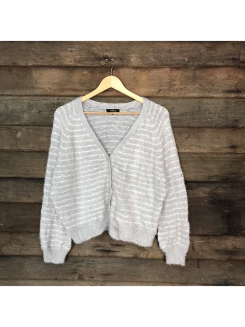 Other Designers Japanese Brand - Closshi Grey stripe cardigan Shaggy Fur Mohair Knitwear#6963