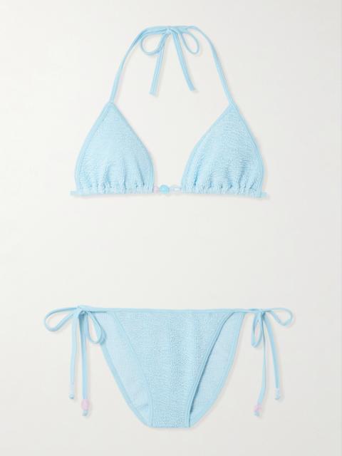 Hunza G Gina Bead-embellished Original Crinkle Bikini